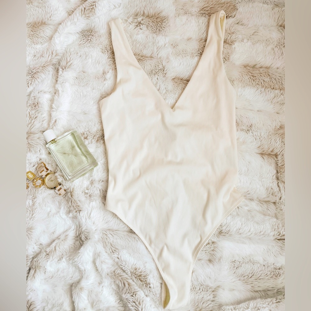 House of Harlow 1960 All Day Contour Ribbed Tank Bodysuit